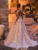 Wedding Dress Lace Floral Applique Bridal Gown Glittery A Line Sweetheart Off The Shoulder Backless Sweep Train Princess In