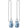 Dangle Küpe 925 Sterling Gümüş Gözyaşı Damla Mavi Thread Hediyesi 8 Mart Kadın Mücevherleri için Güzel Takı