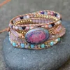 Strand mode pärlstav armband kvinnor handgjorda boho färgglada naturliga stenar armband charm ädelstenar sten läder wrap flickor bt-13