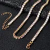 Kettingen ijskoud tennisketen ketting mannen vrouwen 4 mm kubieke zirkonen kettingen kristallen steentjes choker punk hiphop geschenken sieraden