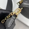 Top Quality 2023 Tier Mirror Quality Half Bag Small Real Leather Quilted Purse Designer Over the Moon Women Handbag Black Shoulder Gold Chain Box