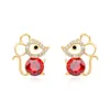 Stud Earrings 2023 Stylish Jewelry Zodiac Signs Mouse Rat Real Cubic Stones Golden Cute Funny Ears
