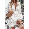 Swimwear 2022 New Summer Women Bikini Cover Up Floral Lace Hollow Crochet Swimsuit CoverUps Bathing Suit Beachwear Tunic Beach Dress Hot