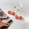 Серьги с серьгами прибытие Drop Fashion Metal Metal Tendy Round Women Pink Cherry Simple Elegant Женские украшения