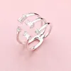 Crystal Diamond Open Ring voor Pandora Authentieke Sterling Silver Party Sieraden Designer Ringen voor Women Sisters Gift Luxury Ring met originele doos Groothandel