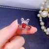 Cluster Rings Fine Jewelry 925 Sterling Silver Inset With Natural Gems Women&#39;s Lovely Bowknot Red Garnet Adjustable Ring Support