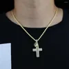 Kettingen Aankomst Drop Ship Rhinestone CZ Crown and Cross Pendant for Men Women Gold Silver Color Rope Chain ketting Bruiloftsieraden