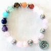 Link Bracelets MG1321 Natural Gemstone Seven Chakra Bead Mala Bracelet Lotus Charm Healing Crystals Spiritual Jewelry