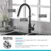 Robinets de cuisine Capteur intelligent PullOut et interrupteur d'eau froide Mitigeur Touch Spray Black Crane Sink 230510