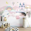 Bakgrundsbilder barn sovrum heminredning väggmålning tapet 3d rosa slott dröm luft ballong barn rum bakgrund vägg klistermärken papel de