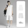 Tute da uomo 2023 2 pezzi Pantaloncini da uomo Set Estate Tinta unita Top Abbigliamento moda maschile Stile coreano Giappone Chic Loose Fit Tuta U03