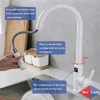 Kitchen Faucets Intelligent Faucet Digital Led Temperature Display White Cold Water Pull Out Touch Sensor Swing Wash Basin Tap 230510