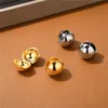 Boucles d'oreilles boule ronde en laiton plaqué or en métal européen et américain bijoux de charme simples / à la mode