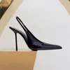 Summer Sexy Lady Women Sandals Black Patent Genuine Leather Strap Strappy Slingback High Heels sandalias de las mujeres Zapatos Mujer Sandals Shoes