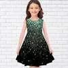 Girl Dresses Girls Round Neck 3D Print Dress Summer Daily Sleeveless Loose Knee Skirt Little Contracted Wind Princess Midi