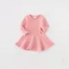 女の子のドレス1〜4歳の女の赤ちゃんのドレス長袖コットンの服かわいいカジュアルボトムフリルパート韓国