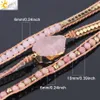 Kedja CSJA Natural Stone Armband Pink Quartz Leather Wrap Armband för kvinnor Rose Gems Crystal Beads Böhmen smycken 5 Strand S308 230511