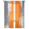 Curtain Orange Gray Abstract Living Room Tulle Curtains Bedroom Kitchen Decoration Voile Organza Modern Sheer
