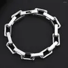 Link Bracelets ULJ Stainless Steel Square Bamboo Lock Bracelet Bangles Hip Hop Chain 2 Color For Men Woman Hand Jewelry