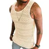 Canottiere da uomo Canotte traspiranti cave Top Summer See Through Girocollo senza maniche Camicie sexy in maglia muscolare 230510