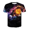Męskie koszule 2023 Summer 3D koszula gwiaździsto nieba nadruk mody z krótkim rękawem