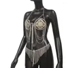 Sukienki robocze Seksowna wielowarstwowa wiązka łańcucha stanika dhinestone dla kobiet kryształowa spódnica i najlepsza biżuteria do ciała