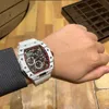 Professionell Super Mechanical Chronograph Wrist Watches RM50-03 Wine Bucket Series Multifunktionell kolfiberband Tejp Mäns fritidsdesigner Fantastisk högkvalitativ