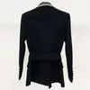 Women's Suits High Street Est 2023 Stylish Designer Suit Jacket Women's Metal Sheets Beading Belt Shawl Collar Blazer Ladies Runway