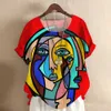 Women's T-Shirt Color Face Women's T-Shirt 2023 Summer Fashion Woman Clothing 3d Artistic Face Tops Tees Streetwear New Lady Oversized T Shirt P230515