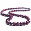 Kedjor 5-12mm äkta röda naturstenhalsband Kvinnliga Kvinnliga Crystal Round Bead Long Chain Halsband