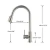 Kökskranar Rozin Black Faucet Single Hole Dra Out Spout Sink Mixer Tap Stream Sprayer Head ChromeBlack 230510