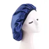 New Large Satin Bonnet Silk Night Sleeping Cap With Elastic Band Curly Braid Hair Make Up Washing Cap For Fashion Lady Women