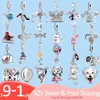 925 sterling silver charms for pandora jewelry beads Cat Love Heart Dangle Charm Silver Color Bead Pendant