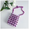 Evening Bags 2023 Candy Transparent Handcrafted Heart Beaded Bag Acrylic Chain Purple Green Love Cute Girl Beading Small Mini Flap Handbag