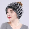 Scarves Winter Women Real Fur Headbands Scarfs Stretch Scarf Handmake-Knit Genuine Rex Neck Cover Fashion Ring