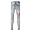 Designer jeans heren Jean Amirres denim heren broek 840 straat mode gat patch jeans high men persoonlijkheidsontwerp slank fit lilk