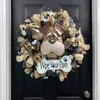 Decorative Flowers Dog Head Wreaths For Front Door Ribbon Bowknot Handmade Wreath Garland No Fading Creative Wedding