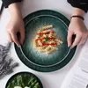 Plates 3pcs Set Color Embossed Porcelain Dinner Plate Chargers Stone Design Ceramic Platter For Dinning Decoration Serving