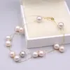 Chaînes Pure 18K Yellow Gold O Link Chain Natural 7.5-8mm Sea Pearl Necklace Women Gift 18inch