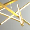 Lampes suspendues nordique minimaliste lustres personnalité Restaurant Led moderne salon lampe chambre Designer linéaire