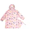 Rain Gear Children Waterproof Rain Coat Conjoined Design Rain Poncho Cute Print Rain Cover Safety Reflective Strip Rain Clothes 230511