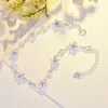 Länkarmband smycken Cherry Blossom Armband med rosa kristallpärlor för kvinnor eleganta söta blommatillbehör gåva