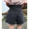 Kvinnors shorts Hyun Yafeng High midja denim Kvinnors lösa smala studentutkläder mångsidiga breda benbyxor