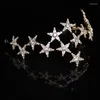 Hair Clips Golden Korean Star Zircon Crown Bridal Bride Wedding Ornaments Hairband Style Jewelry