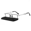 Solglasögon unisex högklassig fällbara läsglasögon rostfritt stål ram Hållbara glasögon anti-blå lätt anti-fatigue 1.0 2.0
