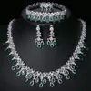 Wedding Jewelry Sets AMC 4 Pcs Luxury Brilliant Cubic Zirconia Necklace Set Earrings Ring CZ Light Drop Bridal 230511