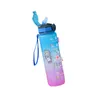 Nouvelle bouteille d'eau de 1 litre avec paille, tasse en plastique givré avec marqueur de temps pour filles, tasses portables Kawaii de voyage, de Sport en plein air et de Fitness