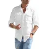 Men's Casual Shirts Dark Purple Shirt Men Dress White For Solid Tops Mens Long Sleeve Light Blue ShirtsMen's