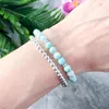 Länkarmband mg1057 6 mm tur quoise wrap armband set Dainty pärlast skiktande ångest yoga gåva naturlig hematitenergi