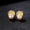 Premium Retro Brand Pearl Stud örhängen Kvinnor Fashion Luxury Plated 18k Guldörhängen Kvinnliga avancerade S925 Sterling Silverörhängen Bröllopsfest smycken gåvor